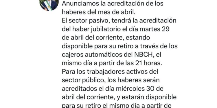 29 y 30 DE ABRIL: EL GOBERNADOR ZDERO ANUNCIÓ EL PAGO DE SUELDOS