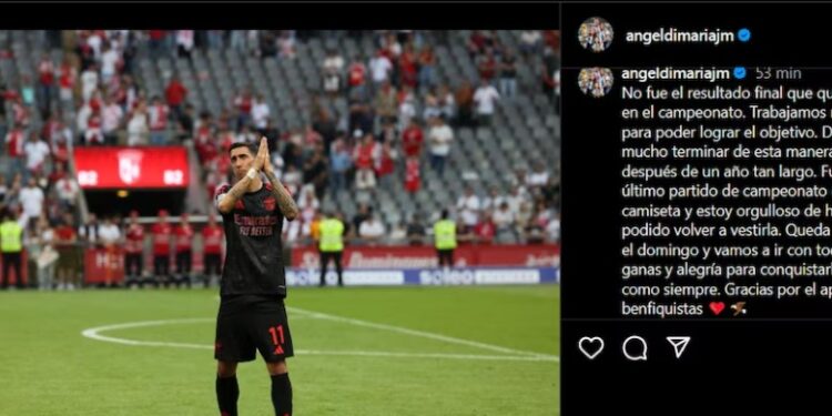 Ángel Di María anunció que se marchará del Benfica al final de la temporada