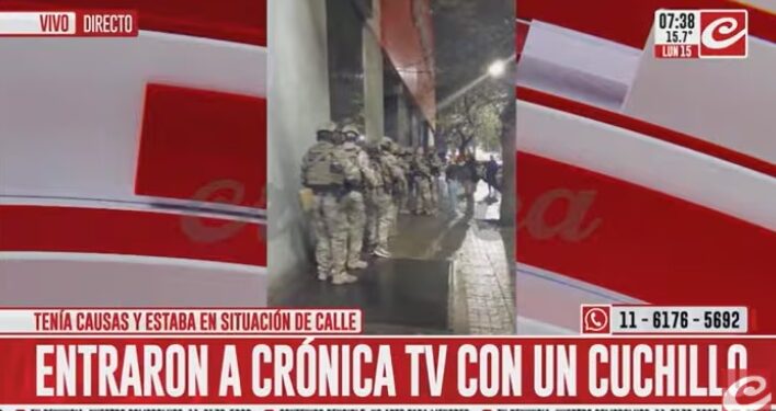 Un hombre armado irrumpió en Crónica TV este lunes 15 de septiembre: hirió a un guardia