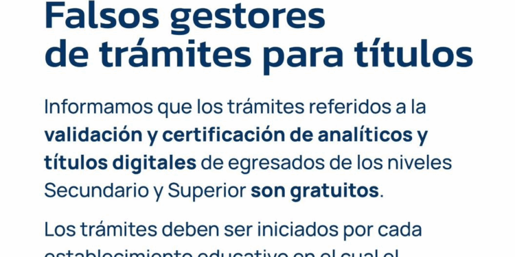 EDUCACIÓN ACLARA QUE LOS TRÁMITES DE VALIDACIÓN Y CERTIFICACIÓN DE TÍTULOS SON GRATUITOS