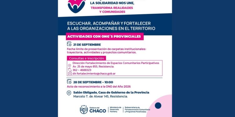 El Gobierno de Chaco busca elegir a la ONG del año: abrió la inscripción con plazos acotados para el sector social